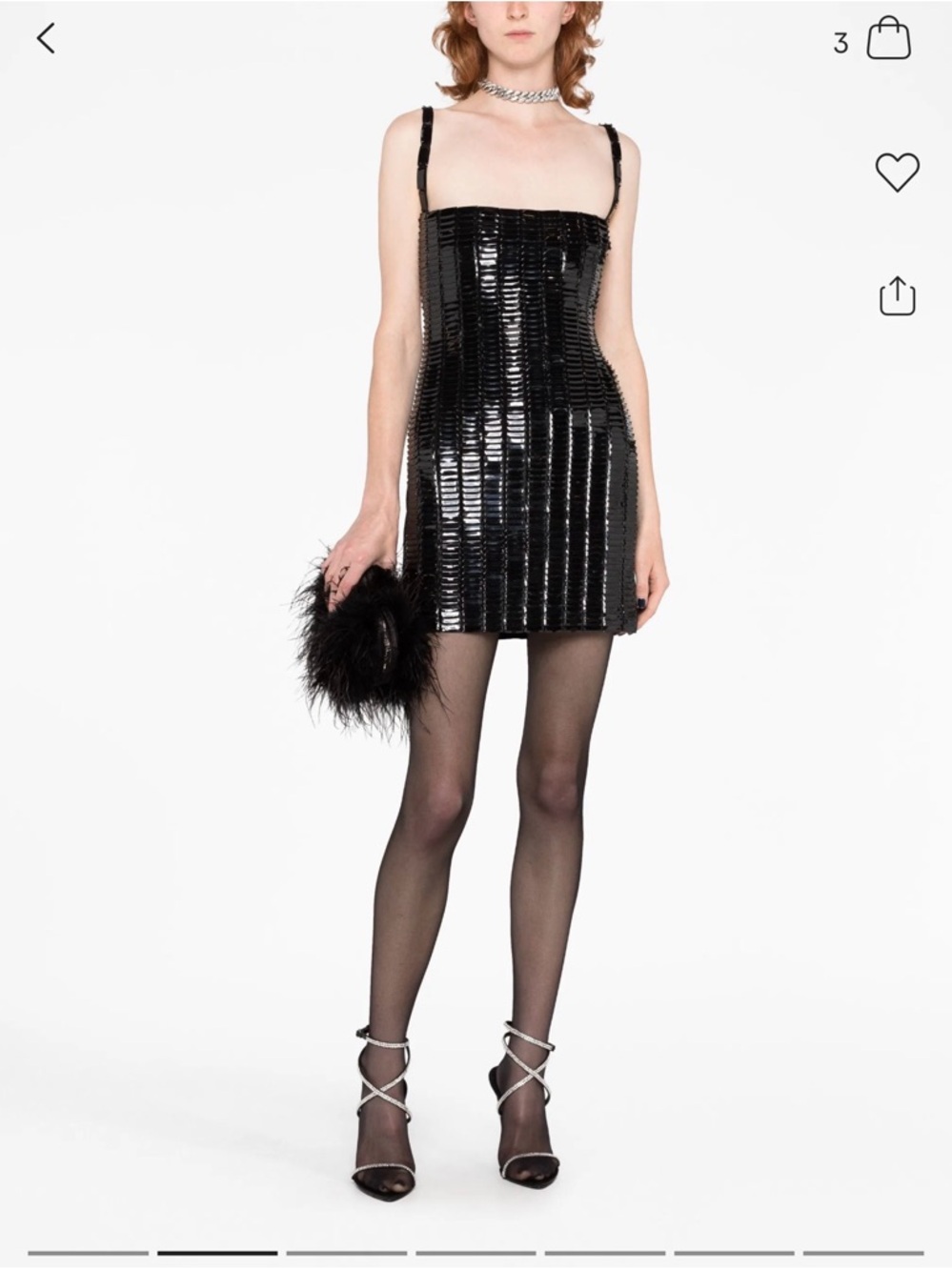The Attico Black Sequin Strap Mini Dress